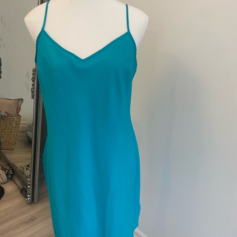 Banana Republic Teal Button-Down Dress with Slip Included - Picture 4 of 5